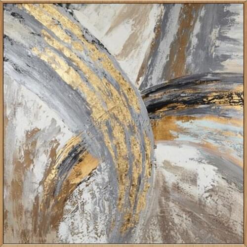 Hand Painted Modern Abstract golden Oil Painting On Canvas Wall Art Pictures For Living Room Home Decoration No Frame