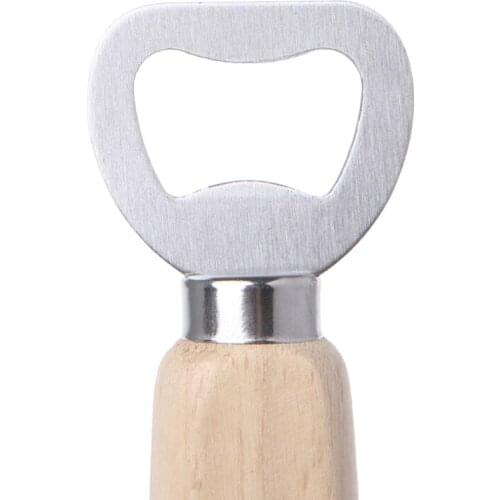 Wood Handle Handheld Bartender Bottle Opener For Opening Beer Cider Soft Drinks