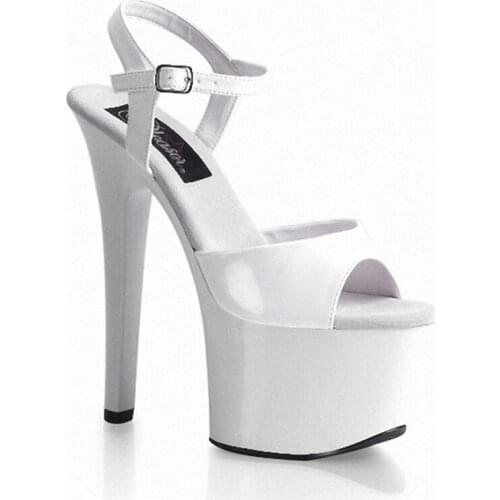 Women Sandals 17CM Thin High Heels Summer Brand Party Shoes Patent Leather Buckle Strap waterproof Party Wedding womens shoes