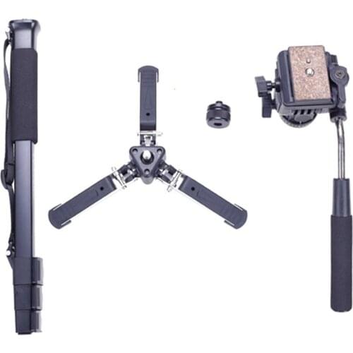 Photography Tripod Monopod W/Fluid Pan Head QR Plate Unipod Holder fr Canon Niko
