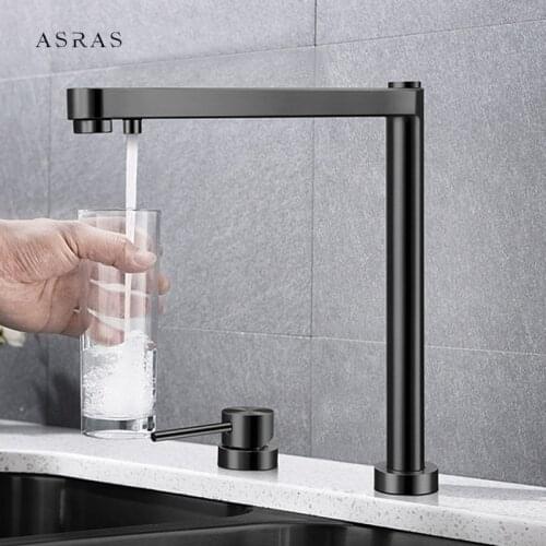 Black Brushed Kitchen Sink Lifting Faucet hot and cold water + filter water three-in-one Independent switch tap For Hidden Sink