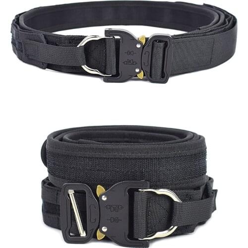 ActionUnion Tactical Belt Double Layer Molle Nylon Metal Buckle Airsoft Military Adjustable Battle Waist Belts Combat Hunting CS