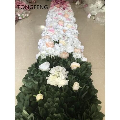 TONGFENG Artificial silk rose flower wall wedding backdrop decoration flower runner wedding stage decoration