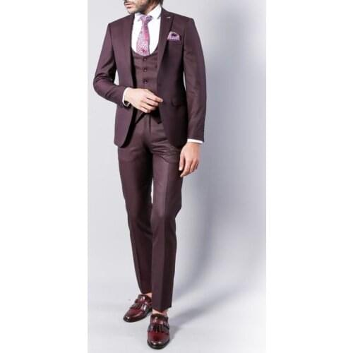 TPSAADE Elegant Mens 3 Pieces Set Groom Wears a Peak Lapel Tuxedo/Mens Wedding Prom Pary Suit (Jacket+Pants+Vest) New Arrival