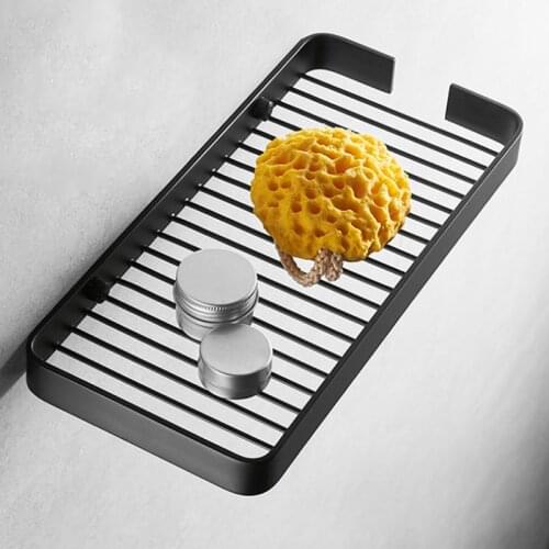 Bathroom Shower Shelf Copper Square Mesh Basket Wall Mounted Soap Corner Rack Bathroom Shelves Black Kitchen Tools