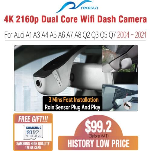 Realsun 4K 2160P Car DVR Dual Core Novatek 96670 Wifi Dash Camera Video Recorder For Audi Car A1 A3 A4 A5 A6 Q2 Q3 Q5 Q7