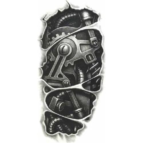 Temporary tattoos 3D black Robot mechanical arm fake transfer tattoo stickers cool men spray waterproof designs