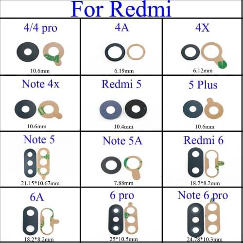 YuXi Rear Back Camera Glass Lens Cover For Xiaomi Redmi 4/4A/4X/5/6/5pus/Note5/5A/6 pro with Ahesive Sticker Replacement Parts
