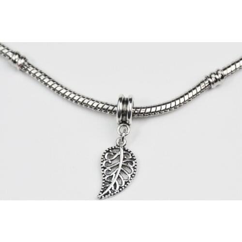 The Lock with Key Leaves Dangle Pendant European Beads Fit Charms Bracelets & Bangles Necklace