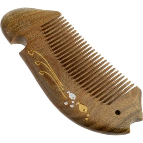 Green Sandalwood Handmade Hair Comb Massage Hairbrush Size No Static