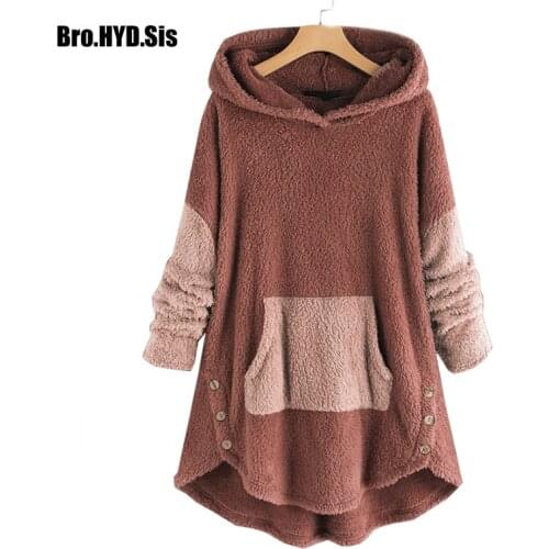 Women Hoodies Sweatshirt Winter Long Sleeve Plush Fluffy Jumper Pull Femme Autumn Hooded Fleece Pullover Blusas Plus Size