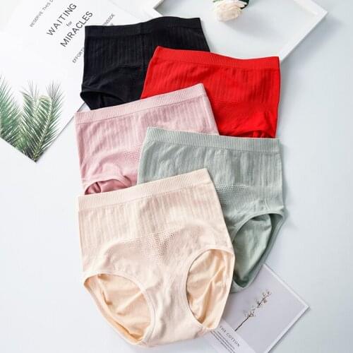 Hot Sale Graphene High Waist Tummy Control Panties Womens Seamless Large Size Underpants Butt Lifting Briefs