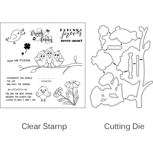 ZhuoAng Birds / Flowers Clear Stamps Cutting Dies For DIY Scrapbooking/Card Making/Album Decorative Silicon Stamp Crafts