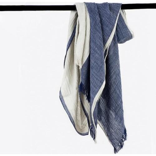 Winter Women Cotton Scarf For Hijab Solid Wrinkle Bandana Two-color mixing Fashion Long Shawl&Wrap 80*190cm M185