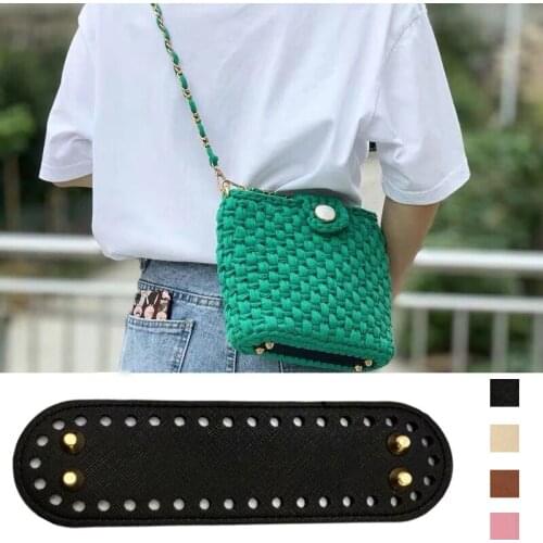 18*5cm 4 Colors Handmade Oval Long Bottom Pu Leather Rectangle Round Bottom Diy 38 Holes Crochet Bag Bottom