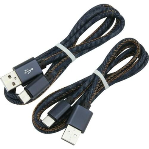 1M Denim Micro USB Type C Fast Charge Cable For Samsung Xiaomi Redmi for iPhone Huawei LG Mobile Phone Charging Data Wire