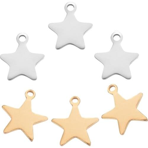20pcs/lot 13x14mm Stainless Steel Star Charm DIY Necklace Pendant Jewelry Making Accessories Supplier Wholesale