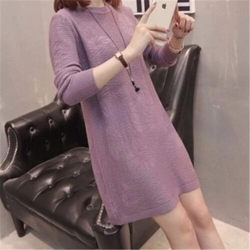 2021 Autumn winter sweater women knitted dress warm O-Neck sexy loose pregnant maxi plus size 4xl female ladies long sweaters