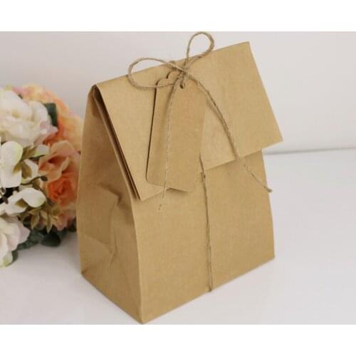 25pcs/lot itschy 14.8X9X28CM Brown kraft Paper Gift Box Bag With Tag Candy bags Gift boxes Wedding Favor and Gift packaging