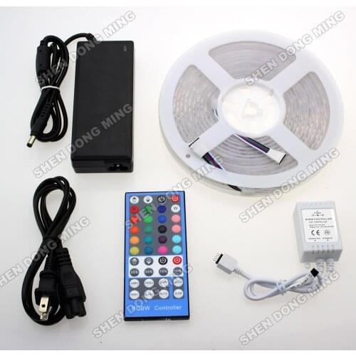 5M SMD 5050 Waterproof IP65 RGB Flexible LED Strip Light 12V 6A Power Supply + 40Keys IR remote Controller indoor Decoration