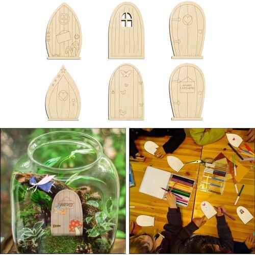 6pcs Fairy Garden Doors DIY Blank Unfinished Outdoor Ornament 3.9x2.5 inches