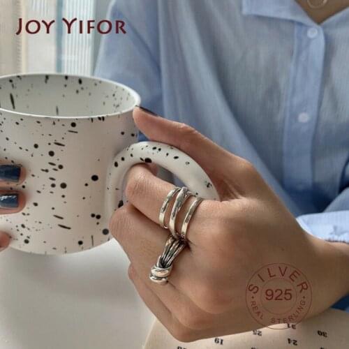 925 Sterling Silver Layers Rings For Women interweave Jewelry Beautiful Finger Open Rings For Party Birthday Gift