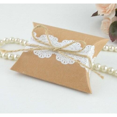 AAA Great 100Pcs/Lot Kraft Paper Pillow Pack Style Favor Box Wedding Party Favors Gift Candy Boxes Home Party Birthday Supply