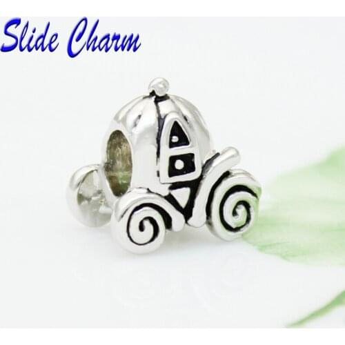 Free shipping new Childrens Fashion DIY jewelry black and white pumpkin baby carriage charm beads fit Pandora bracelet