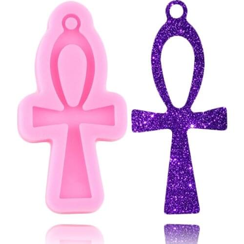 Shiny Glossy Cross Epoxy Resin Jewelry Silicone Mold DIY Handmade Keychain Making Molds Polymer Clay Pendant Eardrop Mould