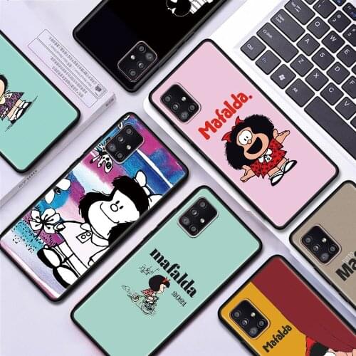 Mafalda Hot Sale Case for Samsung Galaxy A51 A71 A21s A31 A12 A41 A11 A51 A02s A42 A01 A32 5G A91 Black TPU Cell Phone Bag Cover