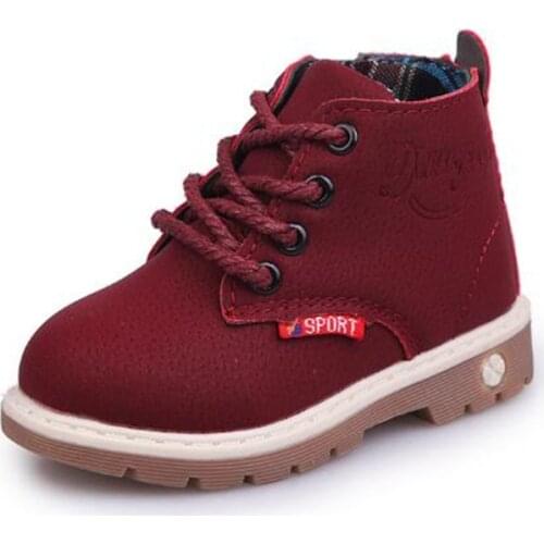 Children PU Leather Rubber Boot Boy Girl British Style Waterproof Martin Boots Solid Color Short Boots For Kids