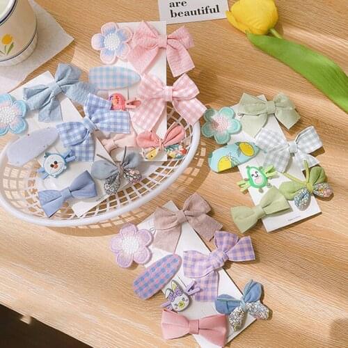Childrens Cartoon Flower Hairpin Girls Bow Hair Accessories Broken Bangs Hairpin Set Princess Hair Clips For Cute Girls