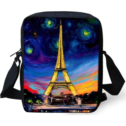 Designer Mini Cross-body Bag 3D Eiffel Tower Print Handbags for Girls Travel Shoulder Bags Student Mini Book Bags