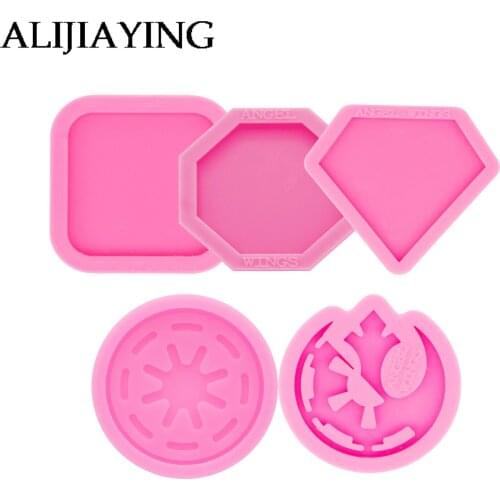 DY0294 Smooth Art Design 1.5in Small Hex/Square/Diamond Phone Grip Craft Epoxy Resin Round DIY Badge Reel As Well Silicon Mold