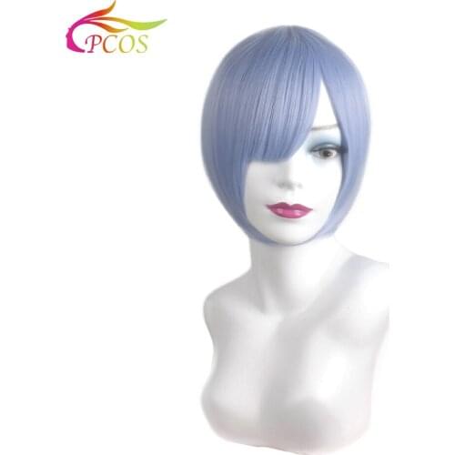 Short Anime Cosplay Bob Synthetic Blue or Pink Wigs for Re:Life In A Different World From Zero Cosplay Wig