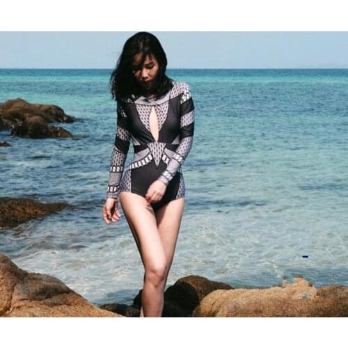 Swimsuit Bikini Suit Sport Women Bathing Suits 2019 Bath Long Sleeve For New Sexy Animal Polyester Long-Sleeve Swimwear