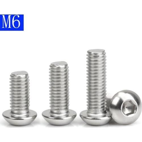 M6 6mm M6 - 1.0 Metric 304 Stainless Steel Hex Socket BUTTON HEAD Screws Bolt A2