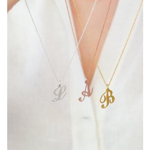 Minimalist Initial Necklace Initial Necklace AtoZ 26 Letter Necklace M Stainless Steel Necklace Moms Gift