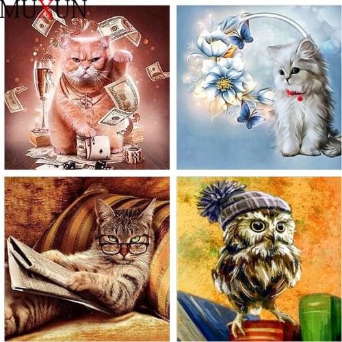 Full Drill Diamond Painting Animal Cartoon Cat New 5D Crystal Diamond Embroidery Cross Stitch Mosaic Art Home Decoration Ep088