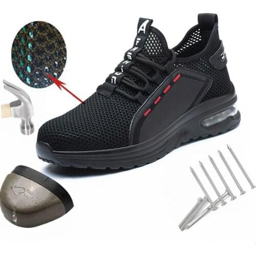 2021 Men Steel Nose Safety Work Shoes New Design Mesh Sneakers Lightweight Safety Puncture-Proof Safety Shoes Dropshipping