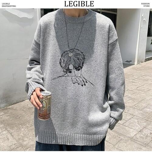 O Korean Neck Sweaters Men Autumn Casual Knitted Pullovers Men Warm Tops Oversized Men Sweater