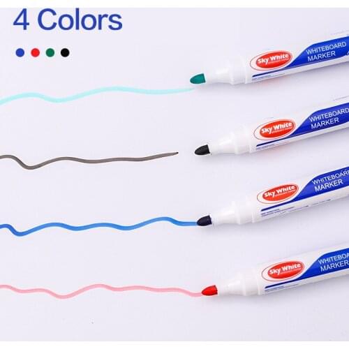 12pcs/lot Erasable Whiteboard Pen Set School White Board Markers Dry Eraser Refillable Black Blue Red Meeting Classroom Supplies