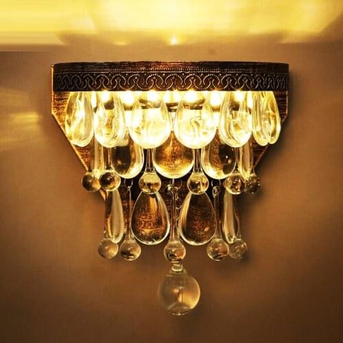 Living room crystal Wall Lamp crystal drop light American Iron Crystal Lamp Retro Creative Porch Corridor Lamp Aisle Wall Lights
