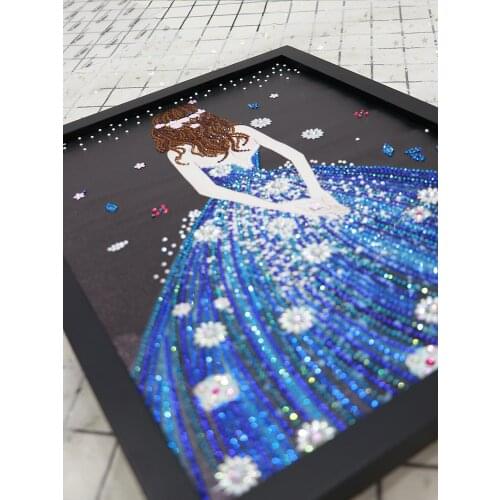 No/With Frame 5D DIY Diamond Painting Special Shape Embroidery Home Decor Gift Handmade Blue Wedding Dress Girl