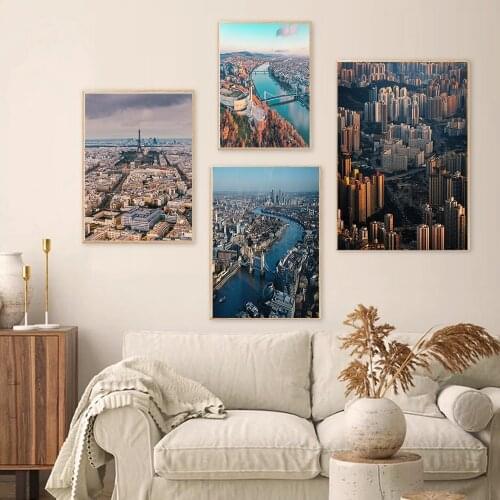 Paris New York City Night Landscape Poster Nordic Home Decoration Art Canvas Painting For Living Room Bedroom Wall Pictures