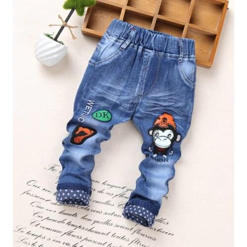 2020 NEW Spring Autumn Fashion jeans Boys Baby casual Pants Cartoon monkey Kids Jean Boy Trousers Children Denim 1-6Y