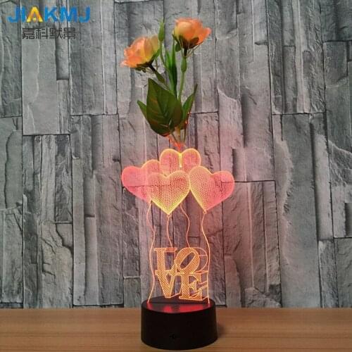 New seven-color LOVE balloon flower arrangement 3d lamp remote control touch acrylic creative gift led night light USB dry batte