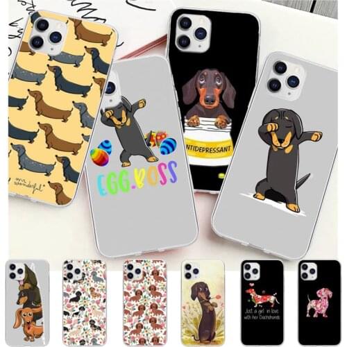 Cute Dachshund Dog Transparent Mobile Phone Cover For Samsung Galaxy A51 A71 S20 S10e S8 S7 S9 S10 Plus Clear Case