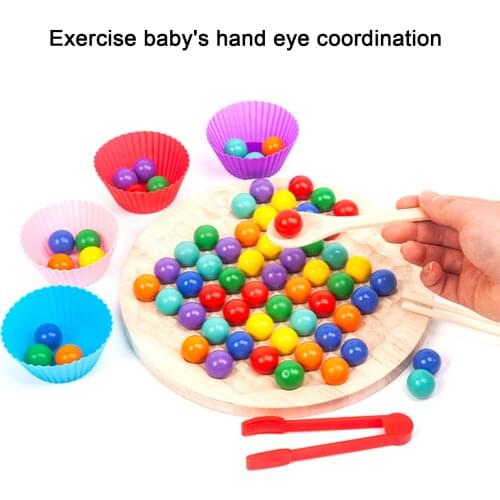 Rainbow Wooden Clip Go Game Set Dot Bead Board Game Toy Rainbow Clip Beads Puzzle Montessori Educational Toys Gifts Dropshipping