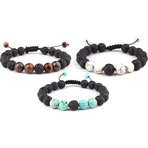 Adjustable Lava Rock Stone Essential Oil Anxiety Diffuser Bracelet Meditation Relax Healing Aromatherapy For Women Man Gift